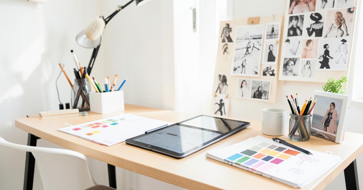 Designer working on interface layouts and components on a large monitor